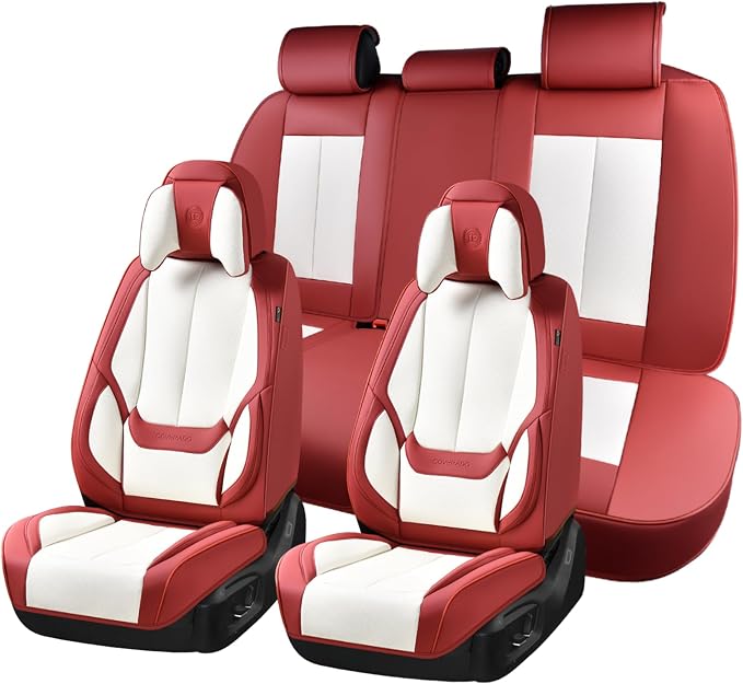 Coverado Car Seat Covers, Seat Covers for Cars, Waterproof Leather Auto Seat Protectors, Leather Car Seat Cushion, Car Interiors Accessories Universal Fit for Most Cars by COVERADOAUTO