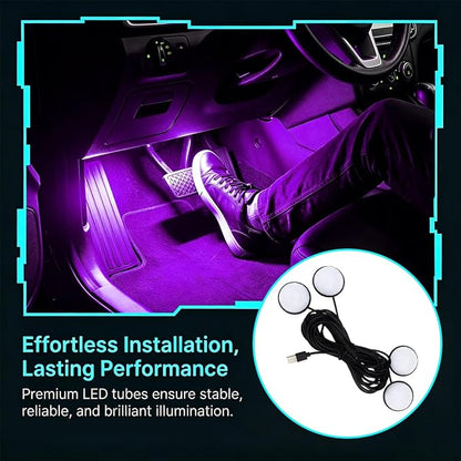 Car Interior LED Light, 4-in-1 USB Port Vehicle Under Dash Ambient Neon Lighting Decoration, Automotive Inside Foot Well Atmosphere Lamp, Universal Fit (Pink) - Image 6