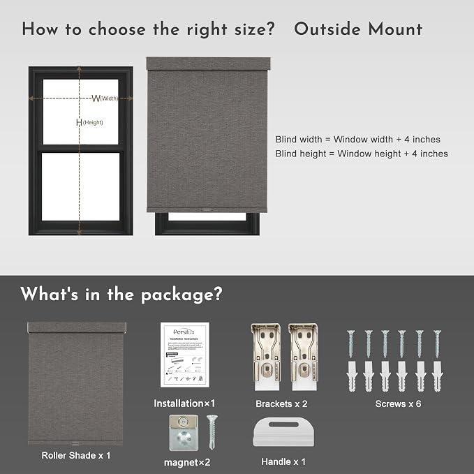 Persilux Blackout Roller Shades for Indoor Window Blinds,Cordless,Linen Fabric,Thermal Insulated Fabric UV Protection Shades for Home,Office,Bedroom,Door,Blackout-Stone Grey,Custom Size - Image 7