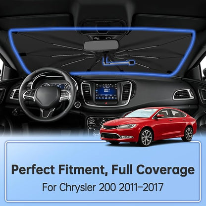 Windshield Sun Shade Umbrella for Chrysler 200 2011–2017 Car Front Window | Double Layer Sunshade for Front Windshield for 200,Aotmotive UV Protection Sun Blocker & Heat Shield - Image 2