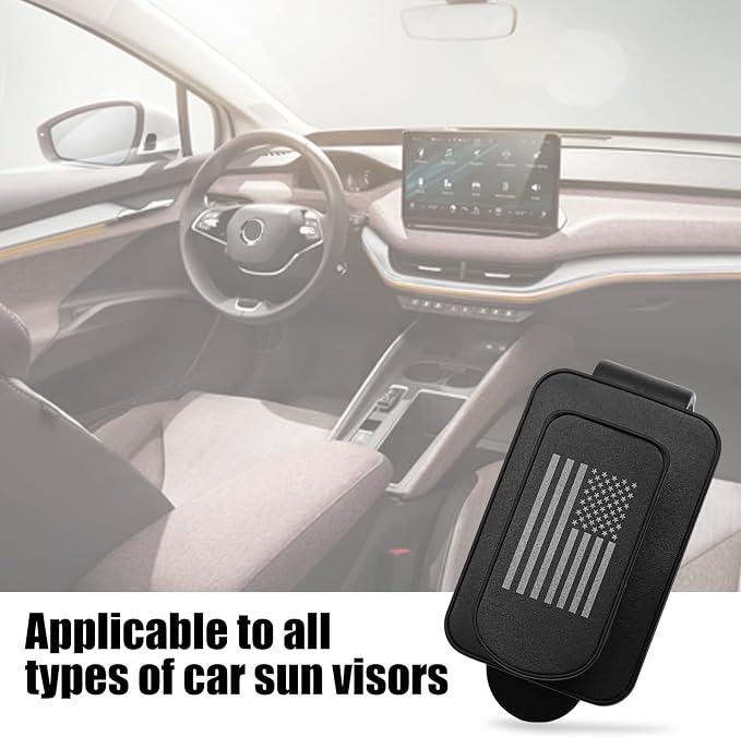 Sunglass Holder for Car Visor, Multi-Function Ticket Card Clip Upgrade Metal Flag Personality Modeling for Car SUV Truck, American Flag Ticket Card Glasses Clip(Black) - Image 5