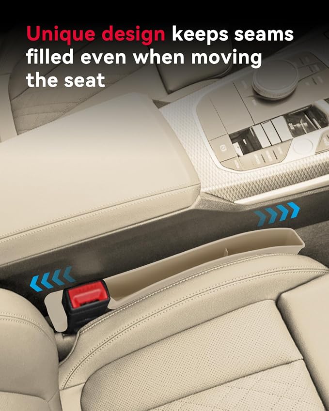 Car Seat Gap Filler, Seat Gap Organizer with Phone Holder, Car Seat Accessories, Car Organizer Fit SUV Truck-2PCS Beige - Image 6