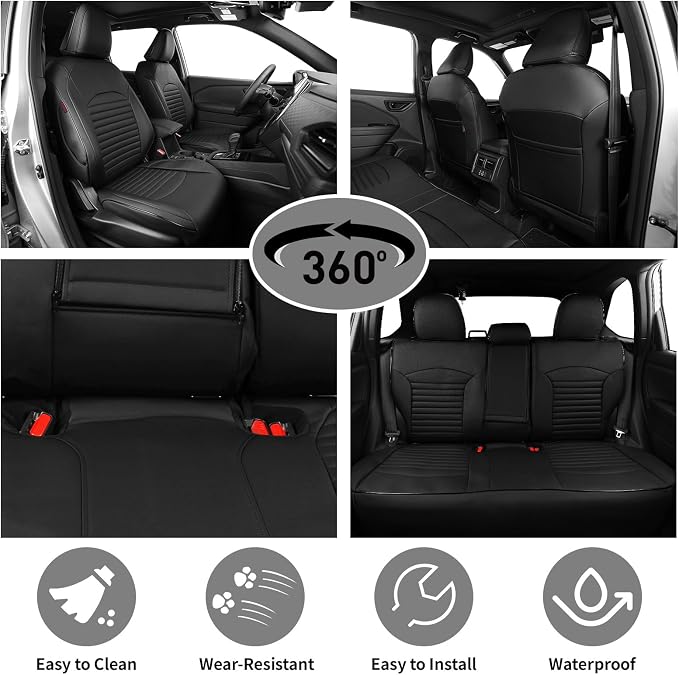 EKR Car Seat Covers for Subaru Forester 2026(Only Base),Full Set | Custom Fit for Subaru Forester 2026 Base,Factory-Style Interior Upgrade,Easy-Wipe Protection,Faux Leather(Black) - Image 5
