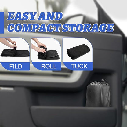 BOPUOVRE Car Front Seat Cover Waterproof Sweatproof Universal Fit | Fits All Cars Trucks Gym Sports Beach 3 Layer Non Slip Machine Wash Stain Protection Black 2 Piece - Image 5
