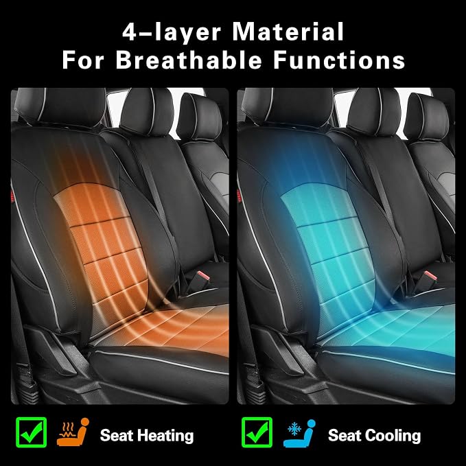 EKR F150 Seat Covers Custom Fit for(RegularCab) 2015-2020 Ford F150 XL/XLT & 2017-2022 F250/F350/F450 SuperDuty XL/XLT(First Row Only),Family & Pet Friendly,Waterproof-Faux Leather(Black/Gray) - Image 7
