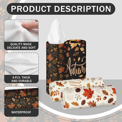 Arttown Car Tissue Holder for Cup Holder Facial Tissues 12 Pack Fall | Foliage Bulk 3-Ply,Refillable Marble Print Cylinder Tissue Boxes,Fit Car Home Office School (600 Sheets Total,50 Sheets Each) - Image 6