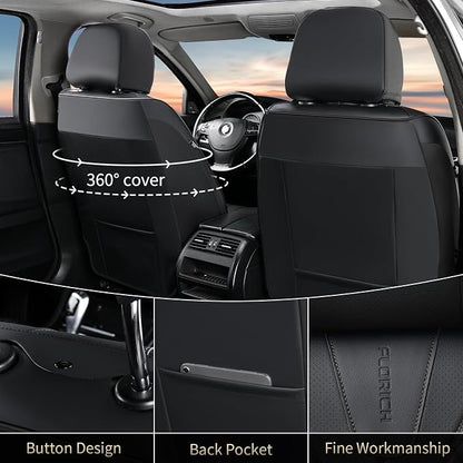 FLORICH Leather Automotive Seat Covers, Waterproof Seat Covers, Black Front Car Seat Cover, Full Coverage Car Seat Covers 2 Pack Car Seat Cushion Protector Universal Fit for Most Cars SUV Trucks - Image 2