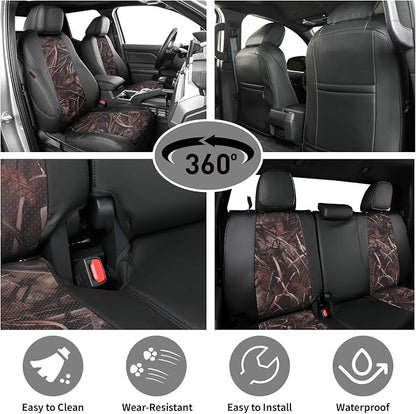 EKR Tacoma Leather Car Seat Covers Custom Fit for Toyota Tacoma 2012 2013 2014 2015 (Regular Seats) - Truck Seat Covers Full Set,Faux Leather(Black/Reed Camo) - Image 2