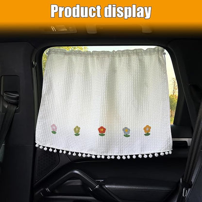 Car Side Window Sun Shade Privacy Curtain for Baby, Five Sunflowers | Blackout UV Protection Car Window Shades with Suction Cup for Back Seat - Cute Auto Camping Windows Screen Shades - Image 7