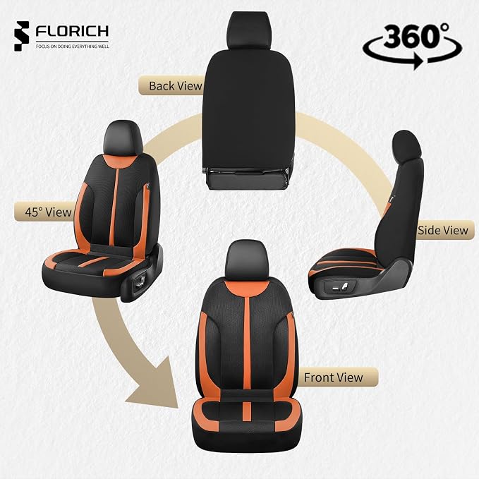 Seat Covers, Car Seat Covers Full Set, Black&Brown Seat Covers for Cars 5 Seats, Breathable Car Seat Protector, Front and Rear Car Seat Cushion, Automotive Seat Covers Universal Fit for Most Cars SUV - Image 6