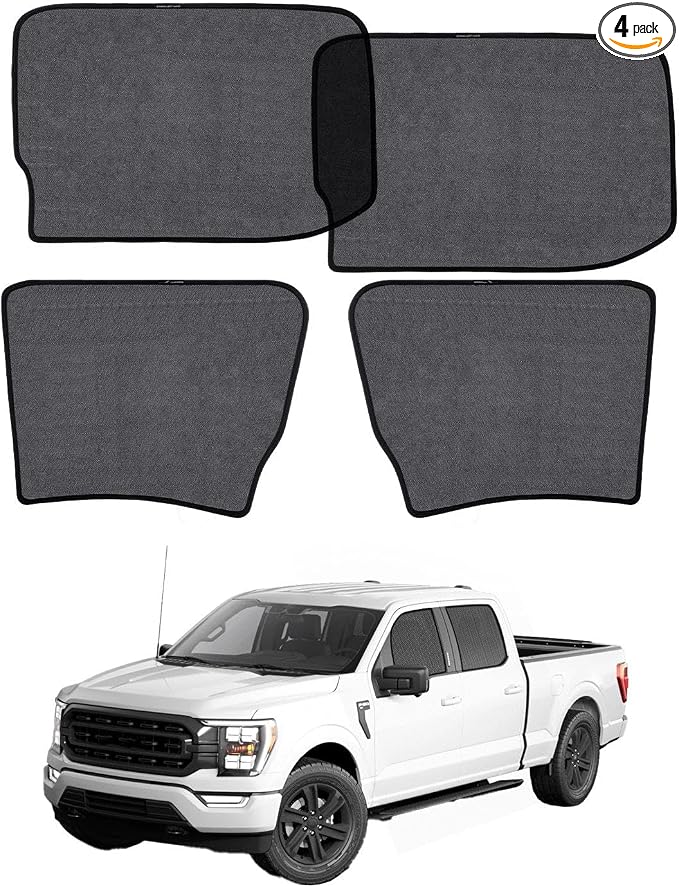Car Window Shade for Ford F150 2021-Now, 4 Pack Magnetic Mesh Sun Shades for Front & Rear Windows, UV Glare Protection & Baby Car Shade for Napping Camping Breastfeeding by Unknown