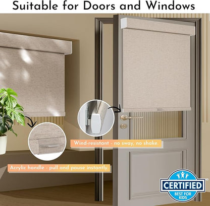 Persilux Blackout Roller Shades for Window Blinds,Cordless,Linen Fabric,Thermal Insulated Fabric UV Protection Shades for Home,Office,Bedroom,Door,Blackout-Beige,31" W X 72" H - Image 3