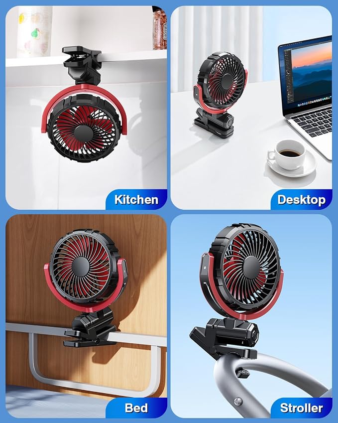 Car Clip on Fan for Sun Visor Handle, 2000Mah Rechargeable Battery Powered Usb Fans That Blow Cold Air, Portable Car Cooling Fan for Cars without Ac, for Vehicle, Van, Suv, Rv, Truck, Red - Image 7