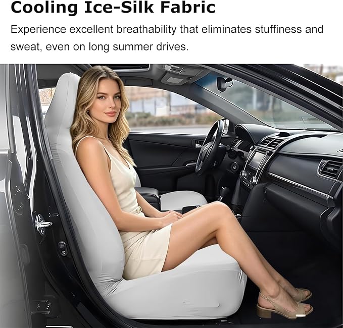 Car Seat Cover, Elastic Waterproof Dustproof Vehicle Front Seat Protector, Scratch Proof Automotive Interior Front Chair Cover Accessories, Universal Fit (White) - Image 4