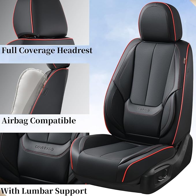 Coverado Car Seat Covers, Seat Covers for Cars, Waterproof Leather Auto Seat Protectors, Leather Car Seat Cushion, Car Interiors Accessories Universal Fit for Most Cars - Image 7