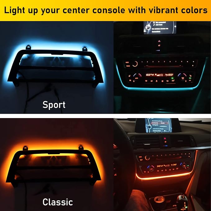 Jaronx for BMW LED Console Panel Ambient Light for 3' F30 F31 4' F32 F33 | Radio AC Control Panel Ambient Lights Console Panels Replacement with Dual Color LED Lighting - Image 2