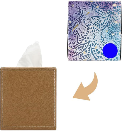 Sumnacon Square Tissue Box Cover,Magnetic Bottom PU Tissue Box Holder,Camel | Stylish Cube Leather Tissue Box Covers ,Decorative Tissue Box for Vanity Dresser Night Stand Table Countertop Home Office Car - Image 6