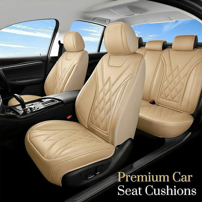 for Subaru WRX 2015-2025 2026 Car Seat Covers, Full Set, Beige | Luxury Full Coverage Leather Seat Protectors, Waterproof Breathable, Non-Slip, Easy to Install, Airbag Compatible, All-Season - Image 2