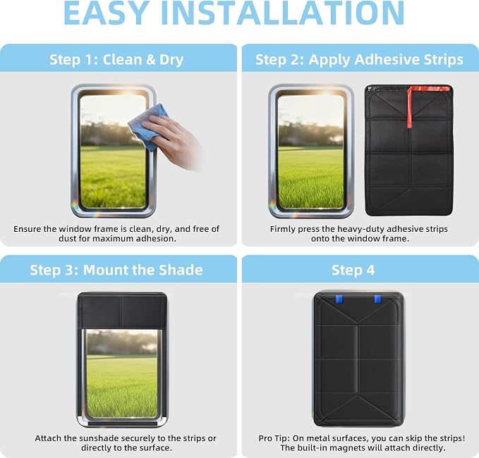 TICARVE RV Shades for Window 16"*25" Magnetic Foldable Blackout Cover | RV Door Window/Skylight DIY Blocked Area Sunshade for Camper Privacy/Anti-Uv/Insulation with Magnetic Easy Installation - Image 8