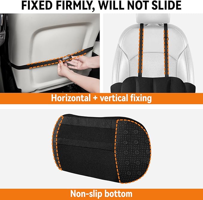 Lumbar Support Pillow for Car,Back Support for Car Seat Cushion,Adjustable Straps Securely Fixed Car Lumbar Support Pillow for Office Chair (Black) - Image 4