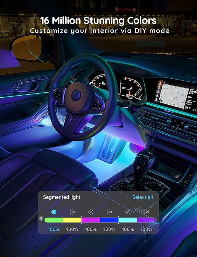 Govee Car LED Strip Lights, Smart RGBIC Interior Car Lights, APP Control | 4 Music Modes and 16 Million Colors, 2 Lines Design LED Lights for Car Decor, DC 12V - Image 4