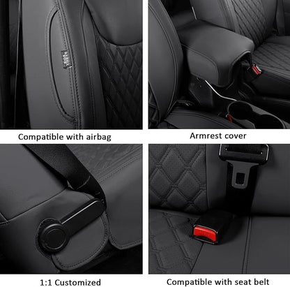 GIANT PANDA Wrangler JK Seat Covers Custom Fit for Jeep Wrangler,Premium Waterproof Faux Leather, 2013 2014 2015 2016 2017 JK 2 Door Full Set (Black) - Image 5
