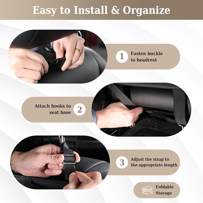 Coverado Car Backseat Organizer with Tablet Tray, Nappa Leather Organizer for Car Seat Back, Waterproof Car Seat Organizer with Touch Screen, Seat Protector Kick Mats for Kids - Image 7