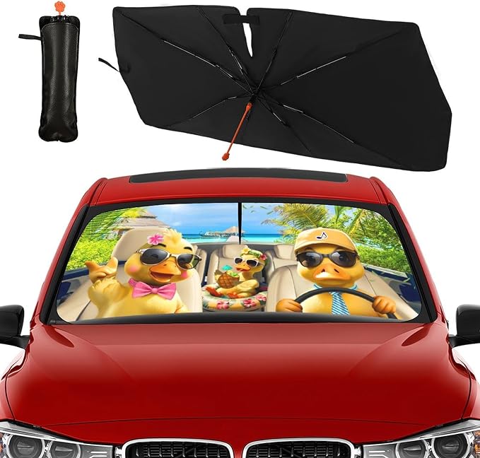 Socira Funny Duck Car Windshield Sunshade Umbrella Foldable Umbrella | Sun Shade Windshield Cover Sunshade Duck Car Accessories Blocks Uv Rays Keeps Cool (57" X 30") - Image 9