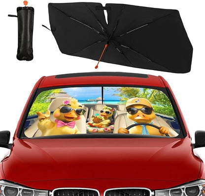 Socira Funny Duck Car Windshield Sunshade Umbrella Foldable Umbrella | Sun Shade Windshield Cover Sunshade Duck Car Accessories Blocks Uv Rays Keeps Cool (57" X 30") - Image 9