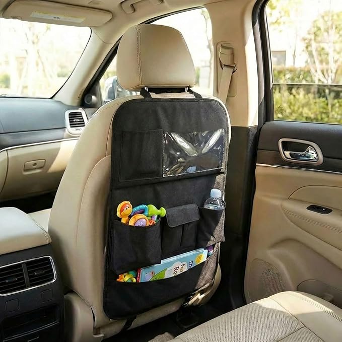 Car Backseat Organizer, Oxford Cloth Car Seat Back Kick Mat Protector, Multifunctional Auto Interior Hanging Storage Pocket for Cars, SUVs(Without) by Unknown