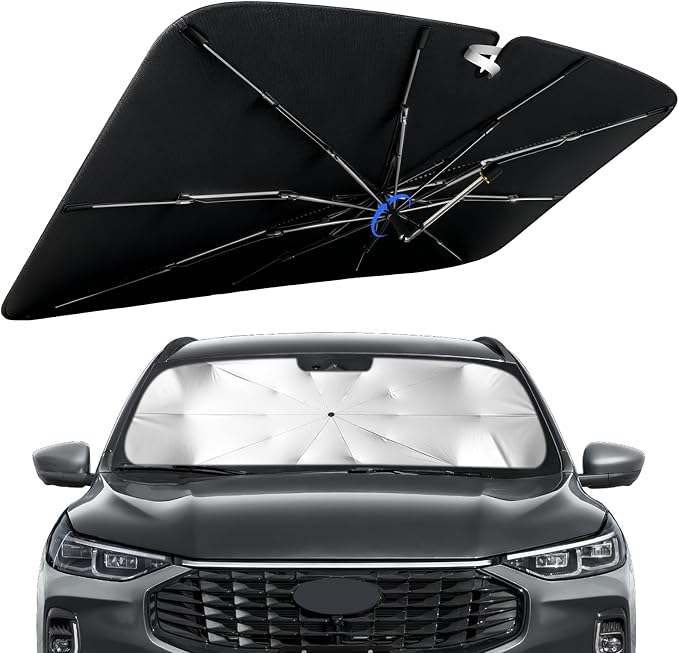 Windshield Sun Shade for Ford Escape 2020-2026 with 360° Rotating Shaft | Custom Fit Umbrella Sunshade for UV Blocking, Interior Heat Protection, Easy Storage, UPF 50+ Cool Windshield Cover by Lonyaqui