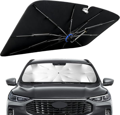 Windshield Sun Shade for Ford Escape 2020-2026 with 360° Rotating Shaft | Custom Fit Umbrella Sunshade for UV Blocking, Interior Heat Protection, Easy Storage, UPF 50+ Cool Windshield Cover by Lonyaqui