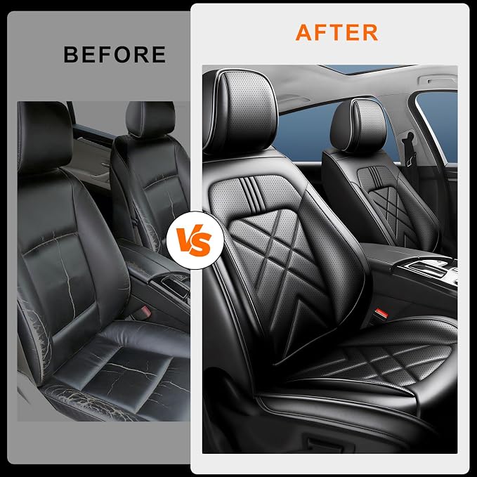 K4 Car Seat Covers Custom Fit for KIA K4 2025 2026, Premium Full Coverage Leather Automotive Seat Protectors, All Seasons Waterproof Breathable, Airbag Compatible (2 Front Seats, Black) - Image 5