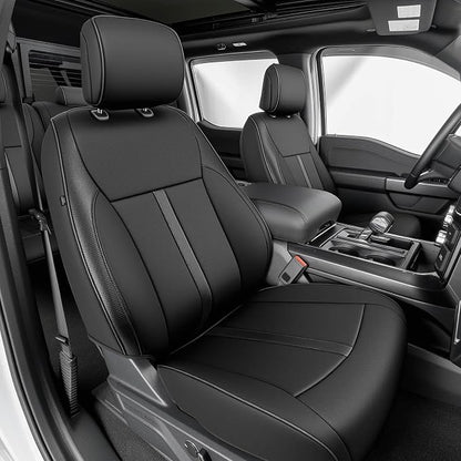 DiffCar® for Ford F150 Seat Covers 2015-2023 2024 2025 2026, Black | Full Set Faux Nappa Leather, Fit Crew and SuperCrew Cab XL XLT, Custom Fit for F-150 Accessories, Pickup Seat Protectors - Image 3