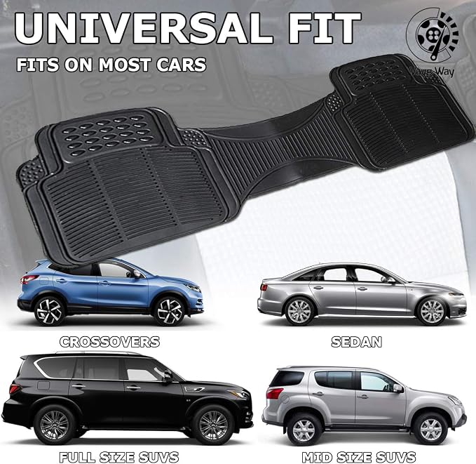Vaygway Car Floor Mat Runner - Rubber Rear Floor Mat Liner - Black Back Seat Liner - Auto Trimmable Universal Fit Rug for Vehicle - Image 5