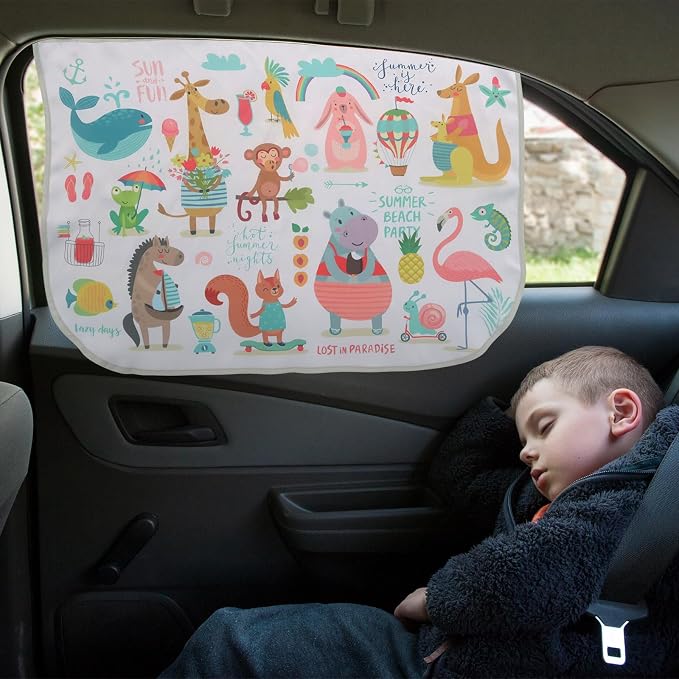 Car Window Shades for Side Windows Baby and Kids,Car Back Window Sun Shade Covers,Strong Magnetic Sunshades Curtains for Truck,27.5" x 19.5" (Animal Friends) - Image 5