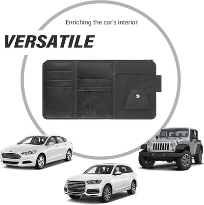 OFBAND Car Visor Organizer with Sunglass Holder,Multi-Functional Car Sun Visor Organizer with Zipper for Cards,Money,Tickets,Leather Interior Accessories (Black) - Image 6