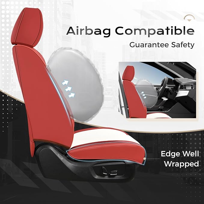 Coverado Car Seat Covers, Seat Covers for Cars, Waterproof Leather Auto Seat Protectors, Leather Car Seat Cushion, Car Interiors Accessories Universal Fit for Most Cars - Image 3