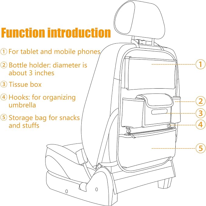 Viaviat Car Seat Organizers Waterproof Backseat Protector with Storage Pocket Large Leather Kick Mats for Kids Pets Automobile SUV Truck (Beige, Large Pocket) - Image 9
