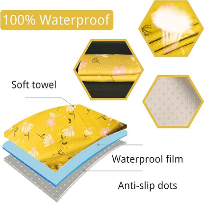 Waterproof Car Seat Cover for Front Seats, Protector for Cars SUVs Trucks, Sweat Towel Seat Covers Bucket for Gym,Workout,Beach,Hiking,Running and Swimming (Chamomile and Yellow, 1PC) - Image 2