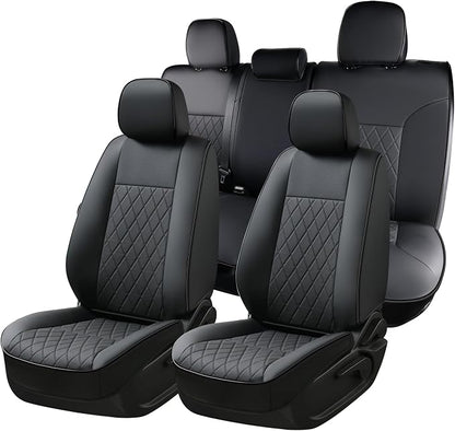 Coverado Tacoma Seat Covers Full Set, Faux Leather Car Seat Covers Custom Fit for 2005-2023 Toyota Tacoma Double & Crew Cab SR SR5 Limited TRD Sport/Pro/Off Road Toyota Tacoma Accessories (Black) by COVERADOAUTO