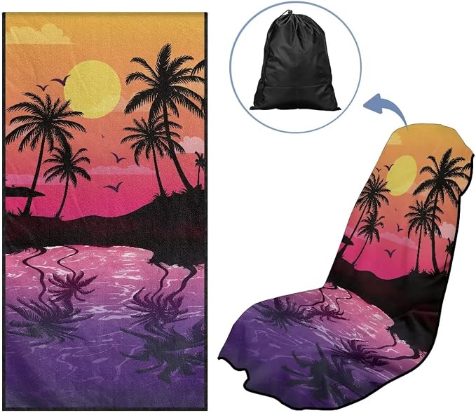 SEANATIVE Purple Sunset Beach Multi-Purpose Car Drying Towels - Absorber Towel for Car Wash & Gym Enthusiasts Automotive Seat Covers - Sweat Towels for Yoga & Hot Weather Driving - Image 5