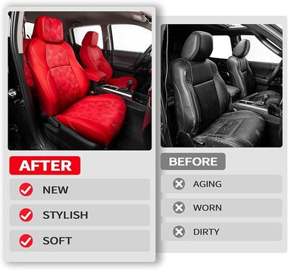 Custom Fit Car Seat Covers for Tacoma 2024-2026 4th Gen, Red Camo | Waterproof Leather Car Seat Covers Full Set, Full Coverage Protection, Airbag Safe, Factory Style Upgrade, Gas Only - Image 5