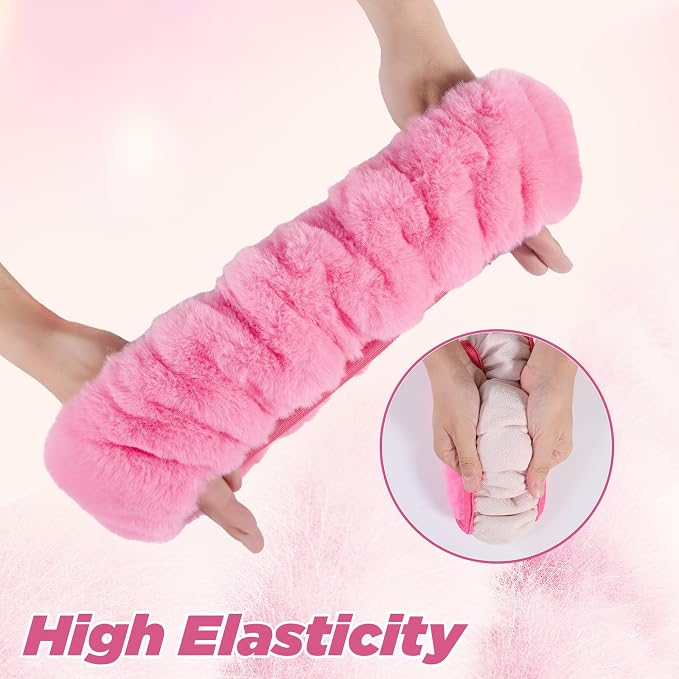 SEG Direct Furry Steering Wheel Cover, Fluffy Fuzzy Gear Shift Cover, Pink | Gear Shift Cover, 2 PCS Set, Soft and Warm, Cute Fur Auto Car Decor, Standard Size 14.5- 15 inch for Women Men - Image 5
