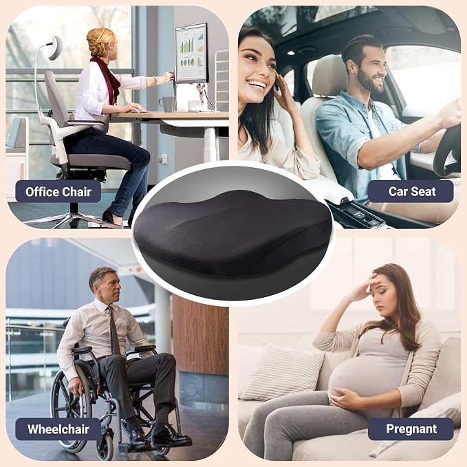 Adult Booster Car Seat Cushion, Wedge Memory Foam Pad for Driving Seat, Effectively Increase Height by 3.94 inch, Car Travel Accessories for Long Trips, (Coffee) - Image 7