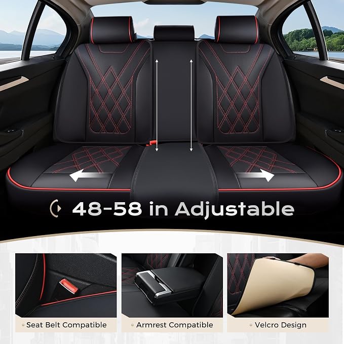 Coverado Car Seat Covers Full Set, Seat Covers for Cars, Front Seat Covers and Back Seat Cover Waterproof Leather Automotive Seat Cover, Universal Car Interior Protectors Cushion for Most Cars - Image 7