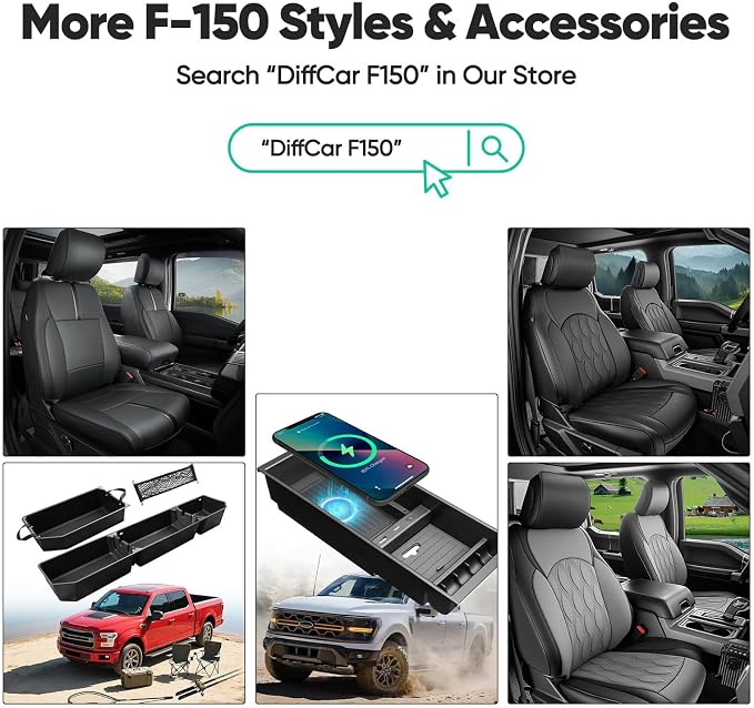 for Ford F150 Seat Covers 2015-2023 2024 2025 2026 (Only Front Seat Covers), Leather Pickup Truck Seat Covers Custom Fit for F-150 XL XLT (Not for Regular Cab) Waterproof Car Accessories Black - Image 5