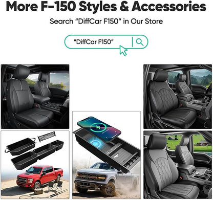 for Ford F150 Seat Covers 2015-2023 2024 2025 2026 (Only Front Seat Covers), Leather Pickup Truck Seat Covers Custom Fit for F-150 XL XLT (Not for Regular Cab) Waterproof Car Accessories Black - Image 5