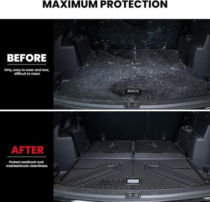 LASFIT Cargo Mat for Volkswagen VW Atlas 2018-2026(Not fit Cross Sport), All Weather TPE Custom Fit Trunk Mat & Seatback Mat for VW Atlas 6&7 Seats Accessories, Black, Easy to Clean - Image 6