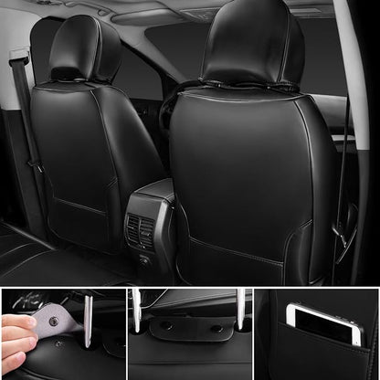 CAR PASS Ultra+ Nappa Patent Leather Car Seat Covers Full Set Universal Cushioned,Soft Breathable Waterproof Anti-Slip Driver Seats Backrest for SUV Pick-up Truck Sedan,5 Seats Aether Lustre All Black - Image 6